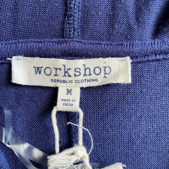 Workshop Republic Short Sleeve Thin Hooded Shirt Blue New Womens Stretch Medium - Picture 9 of 11